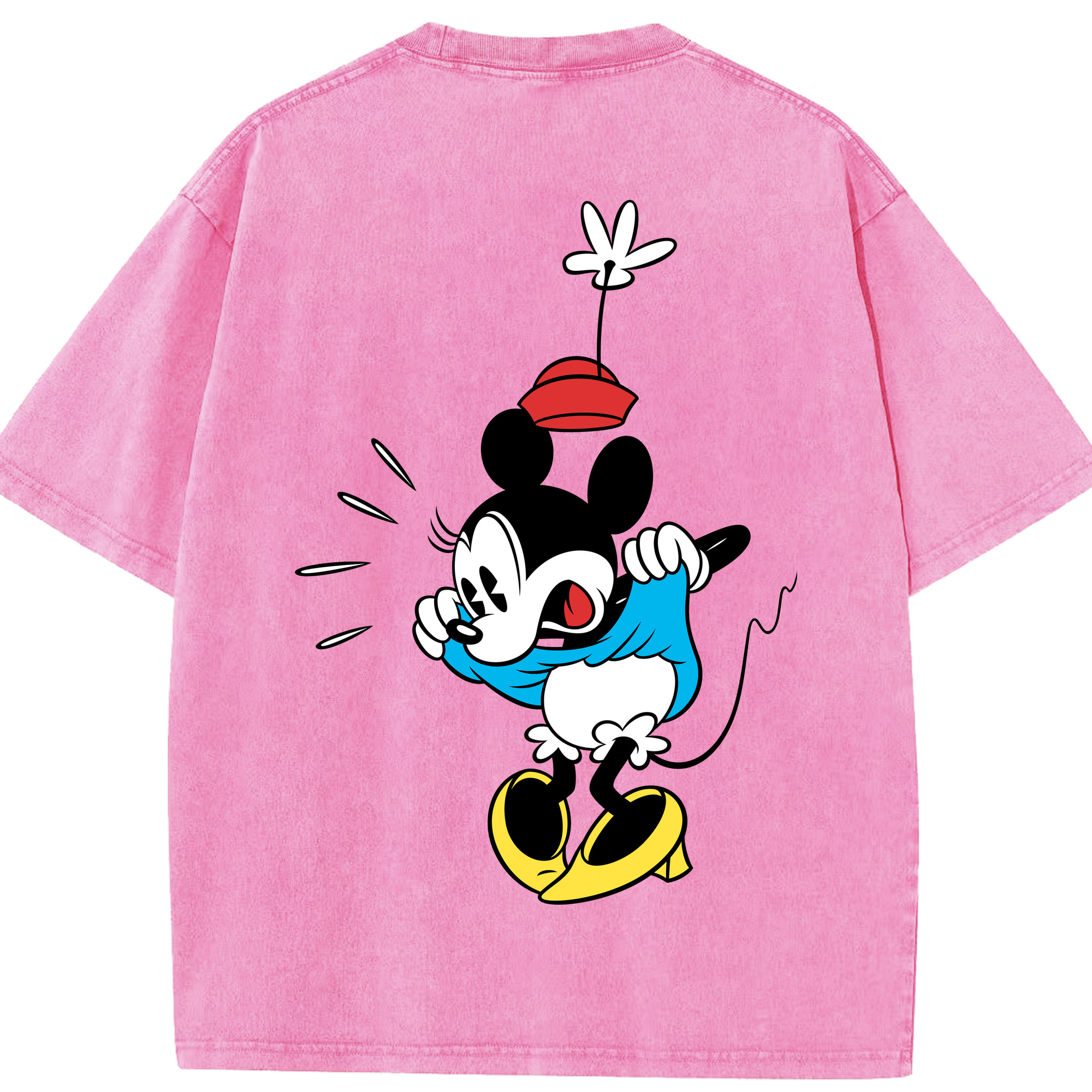 （画像用） ミッキーマウス Mickey Mouse 綿100% ヴィンテージ風 半袖Tシャツ（背面プリント）